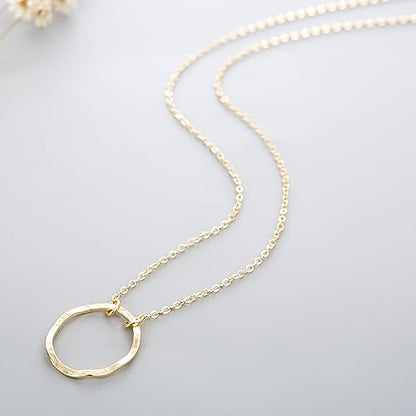 Fettero Pendant Necklace Gold Choker Layered Coin Open Karma Circle Full New Crescent Moon 14K Gold Plated Simple Dainty Necklaces for Women Jewelry Gift - style: Karma Circle Big