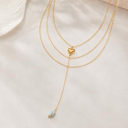 Mchic Gold Necklace for Women Dainty Long Lariat Necklace 18K Gold/Silver Plated Y-Shaped Pendant Necklaces Minimalist Layered Drop Necklaces Trendy Jewelry Gift - color: Gold2