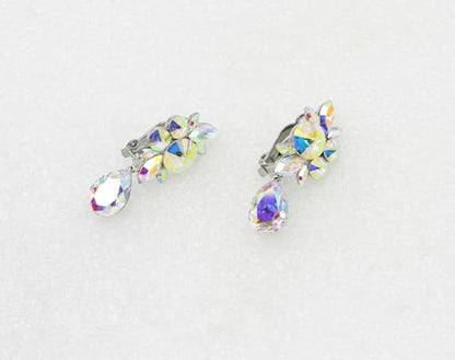 Faship Statement Dangling Floral Clip On Earrings For Women - color: AB