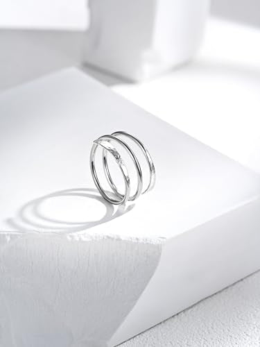 LUKRAY Sterling Silver Ring, Hammered Wire Wrap Ring, Adjustable Ring for Women, Handmade Thumb Ring form 4-12