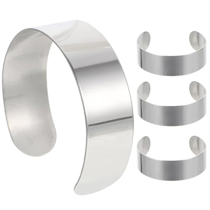Tofficu 8pcs Stainless Steel Bracelet Blanks, Corsage Wristlet Band 2.48X2.36 Inch Adjustable Cuff Bracelet Inner Core for DIY Jewelry Making Custom Engraving and Leather Craft Supplies