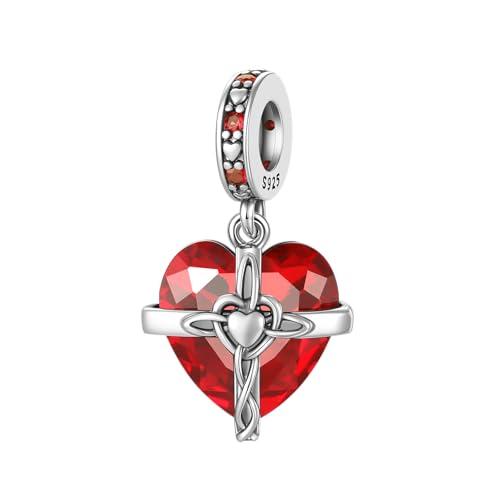 LNQOBU Birthstone Charm for Bracelets,925 Sterling Silve Heart Dangle Charms for Pandora Bracelets - color: A-January