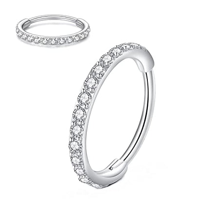 CZ Hinged Segment Nose Rings Hoop 316L Surgical Steel Cubic Zirconia Conch Daith Helix Tragus Body Piercing Jewelry Lip Rings Cartilage Earrings 20G 18G 16G Stainless Steel Septum Clicker Ring - color: Silver, size: 20 Gauge 6mm