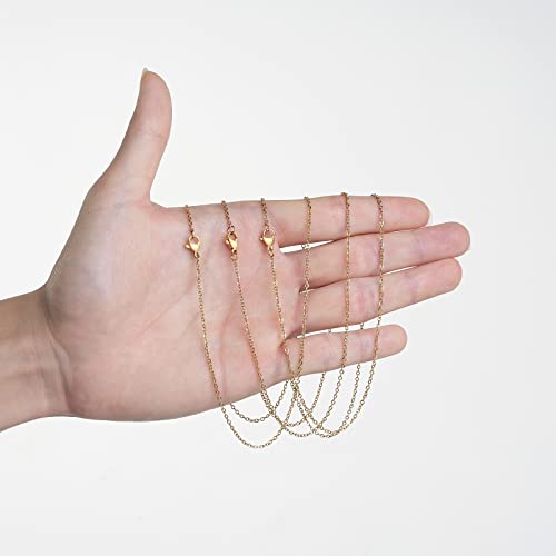 Stainless Steel Chain for Jewelry Making: LUCKYPADS Necklace Chains Bulk 1.5 mm Gold Plated Thin Chains 20 Pack Gold Cable Chains for Necklace Making (17 Inches) - color: 20 Pack Gold