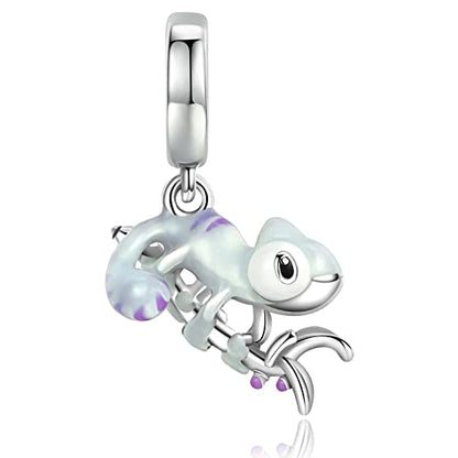LNQOBU 925 Sterling Silver Charms Color-changing Chameleon Dangle Charm Beads Glow in the Dark Charme fits Pandora Bracelets and Necklace Jewelry Gift for Women - style: C-Blue Chameleon Charm