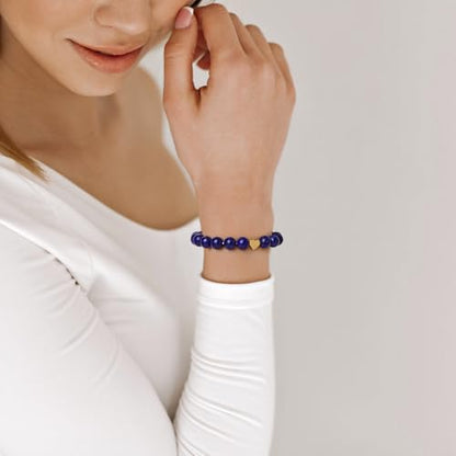 Healing Bracelet For Women Anxiety Beaded Bracelets Jewelry Healing Stone Crystal Bracelet Stress Relief Yoga Beads Chakra Bracelets Gifts For Women pink - color: Heart-Lapis Lazuli
