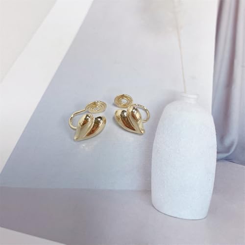 Clip on Chunky Heart Small Stud Earrings for Women Non Pierced Ear Gold-Plated Hearted Shaped Cuff Wrap Fake Studs Hypoallergenic Fashion Jewelry for Her Bff