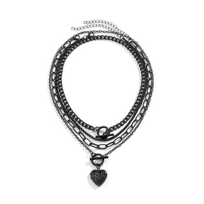 CSIYANJRY99 Layered Gold Necklaces for Women Chunky Gold Necklace Stack Layered Cuban Paperclip Snake Chain Necklace Retro Coin Dainty Pendant Toggle Clasp Necklace - style: Black Heart
