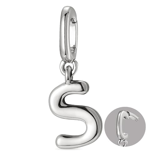 OVRUNS Initial Charm for Women Letter Bracelet Necklace Charms With Clasp | Alloy,nickel,safe for sensitive skin,Pendant with install clasp,fits bracelets with necklaces,great for gift - color: Silver, style: Letter S