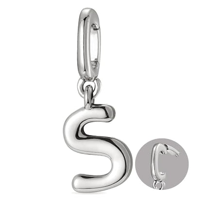 OVRUNS Initial Charm for Women Letter Bracelet Necklace Charms With Clasp | Alloy,nickel,safe for sensitive skin,Pendant with install clasp,fits bracelets with necklaces,great for gift - color: Silver, style: Letter S