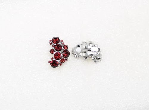 Faship Gorgeous Clip Ons Floral Earrings - color: Burgundy