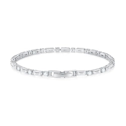MINDDHA 14K Gold/White Gold Plated Cubic Zirconia Tennis Bracelet | Silver, Gold Bracelet for Women | Rectangle, Square, Round Shape CZ Stone | Width 2.5-4mm | Size 6-8 Inch - color: 2.5mm Mix Cut White Gold, size: 6.5 Inch