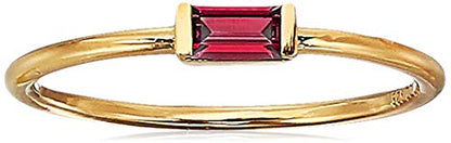 Amazon Essentials 18K Yellow Gold Plated Sterling Silver Cubic Zirconia Fashion Stackable Ring - color: Created Ruby,July, size: 9