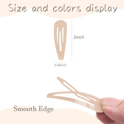 80 Pack Khaki 2Inch Craft Snap Hair Clips DIY Naked Non-slip Hair Barrettes | 5cm khaki water drop snap hair clips DIY craft clips - color: Khaki