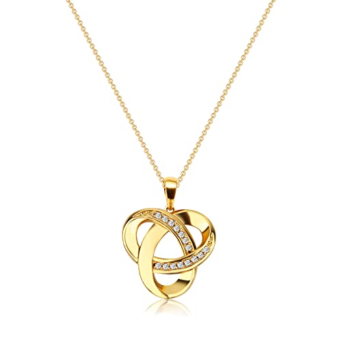 Love Knot Necklace, Sterling Silver Diamond Accent Love Knot Pendant Necklace, Forever Love Knot Infinity Necklace for Women - color: Gold