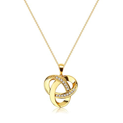 Love Knot Necklace, Sterling Silver Diamond Accent Love Knot Pendant Necklace, Forever Love Knot Infinity Necklace for Women - color: Gold