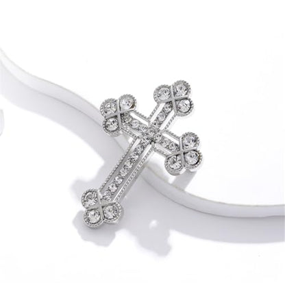 Sparkle Crystal Holy Cross Brooch for Women Men Sparkle Dainty Rhinestones Cross Lapel Pin Men's Tie Pins Christian Religious Faith Cubic Zirconia Wedding Brooches Suit Clothing Accessories Jewelry