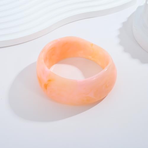 Chunky Acrylic Bangles Bracelets For Women Geometric Acrylic Resin Acetate Mottled Wide Bangle Bracelet Statement Colorful Bangles for Party - color: 04-wide bangle