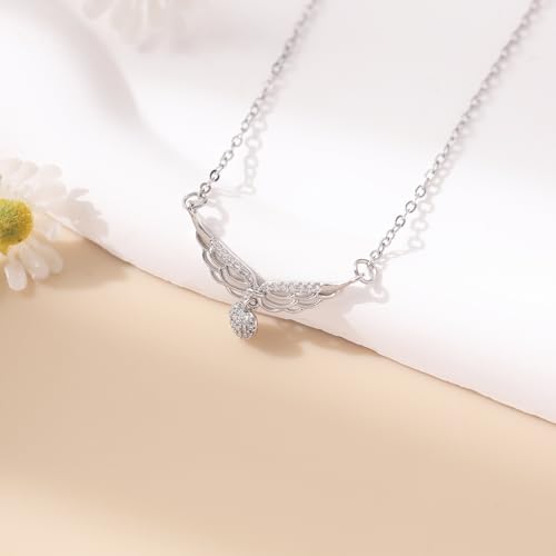 RZKING Silvery Necklace for Women, Gifts for Friend Mom Daughter Teacher - style: Angel Wing