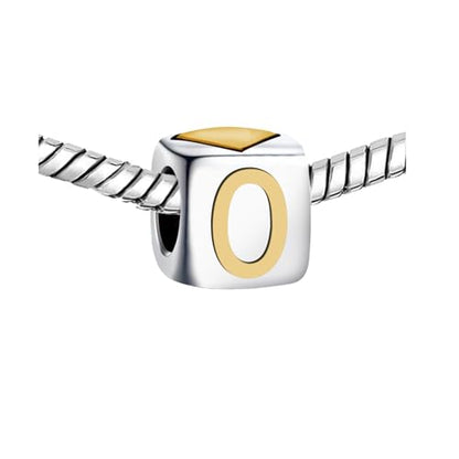 KunBead Initial A-Z Letter Gold Heart Alphabet Love Bead Birthday Charms Compatible with Pandora Charm Bracelet for Women - style: Letter O