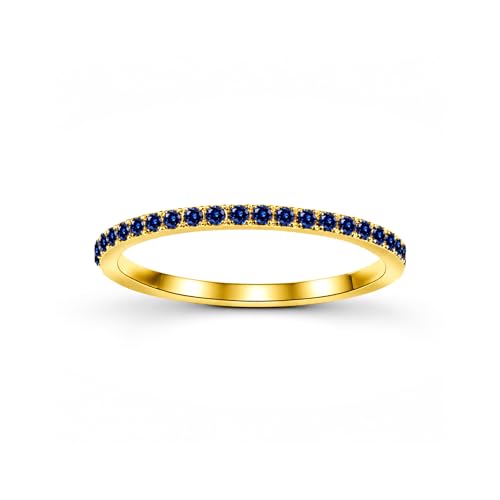 Birthstone Rings For Women, Silver Stackable Cubic Zirconia Stainless Steel Birth Stone Ring To My Daughter/Mom Birthday Unique Gifts Jewelry - color: 09-Gold-September