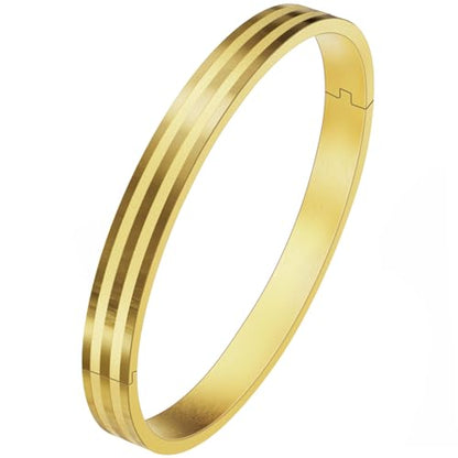 18K Gold Plated Bracelet Love Bangles for Women, 6.7in / 7.1in | Stainless steel, Waterproof & Non tarnish. Elegant & Shining. Verstaile for daily wear, perfect for stacking. Ideal Gift. - color: Gold-7.1in