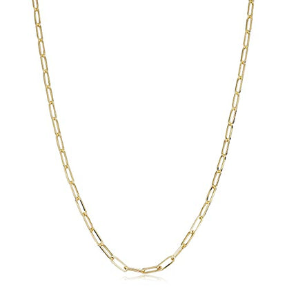 Au Naturale Womens Link Chain - 14k Gold Paperclip Necklace for Women - size: 20 inch, style: Yellow Gold