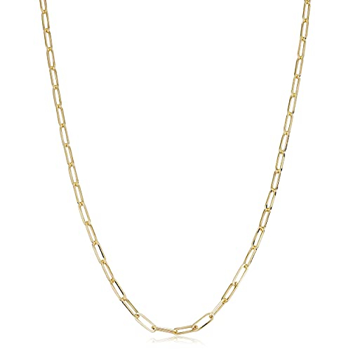 Au Naturale Womens Link Chain - 14k Gold Paperclip Necklace for Women - size: 20 inch, style: Yellow Gold