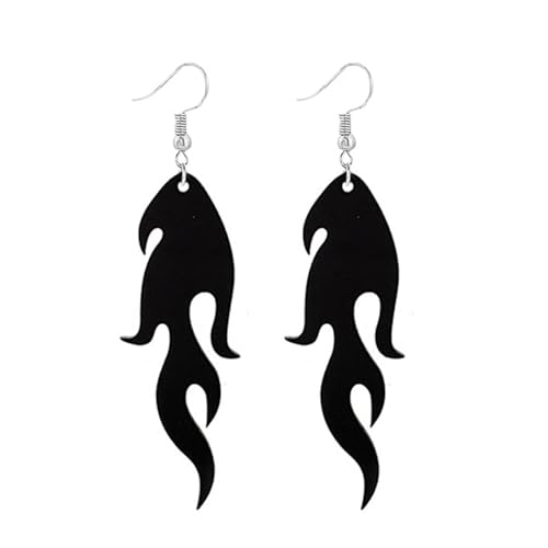 Transparent Flame Earrings for Women Creative Funny Exaggerated Acrylic Geometric Fire Element Dangle Earrings Punk Rock Hip Hop Lightweight Flame Drop Earrings Cosplay Halloween Earrings - color: black