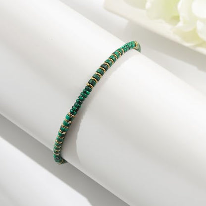 XIJIN Natural Stone Beaded Anklets for Women Handmade Beach Boho Turquoise Beads Ankle Bracelet Jewelry Gift for Her - color: K