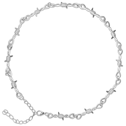 Stainless Steel Gothic Y2K Punk Rock Emo Biker Pendant Necklace | Cosplay Vintage Viking Alt Edgy Fashion Charm Necklace Jewelry for Men Women Active Daily Wear - style: Barbed Wire(Adjustable)