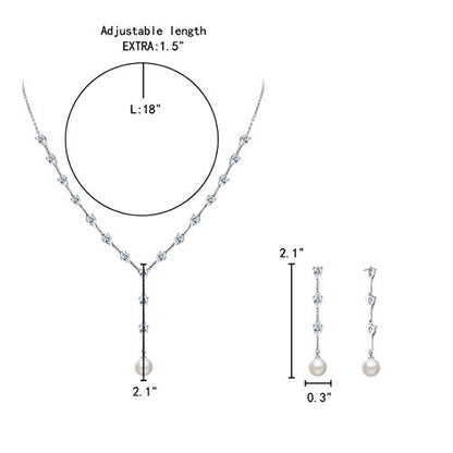 EleQueen Women's Simulated Pearl Wedding Jewelry Set for Brides | Cubic Zirconia Necklace Earrings Bracelet Set for Brides Bridesmaids, Bridal Jewelry Set for Anniversary/Memorial Day - style: Art Deco