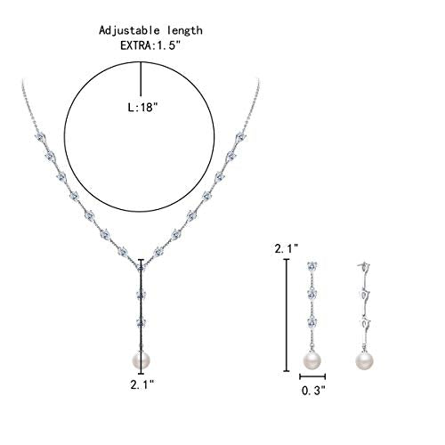 EleQueen Women's Simulated Pearl Wedding Jewelry Set for Brides | Cubic Zirconia Necklace Earrings Bracelet Set for Brides Bridesmaids, Bridal Jewelry Set for Anniversary/Memorial Day - style: Art Deco