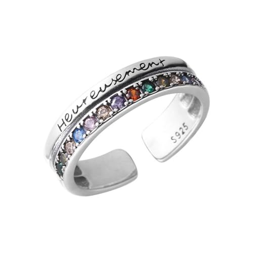 925 Sterling Silver Ring Minimalist Adjustable Rings Band Handmade Rings for Women Girls - color: Color 17
