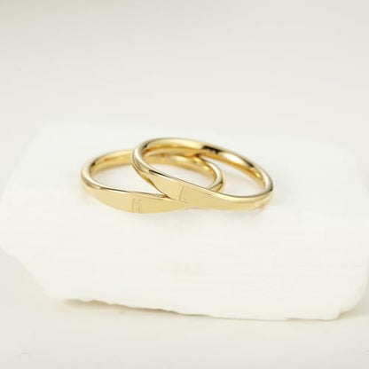 Gold Initial Rings for Women Non Tarnish Thumb Rings for Teen Girls 14K Gold plated for Women - color: K