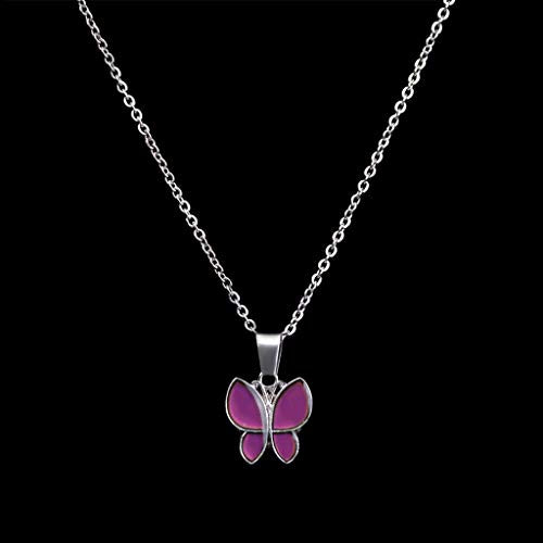 FM FM42 Temperature Sensing Color Changing Pendant Necklace with 19.29" Stainless Steel Rolo Chain - color: Butterfly-2