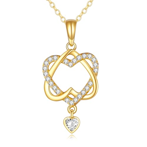 KECHO 14k Gold Heart Necklace Fine Gold Heart Pendant Necklace Jewelry Birthday Christmas Gifts for Her Women Girls Girlfriend Wife