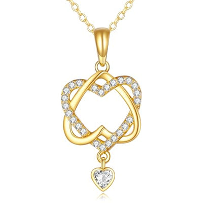 KECHO 14k Gold Heart Necklace Fine Gold Heart Pendant Necklace Jewelry Birthday Christmas Gifts for Her Women Girls Girlfriend Wife
