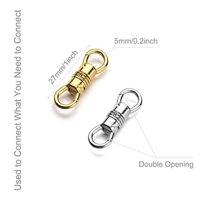 Zpsolution Swivel Bails for Pendants, Dual Ended Connecter Charm | Charm Attachment Clasp, Double Sided Clip Necklace, Double Carabiner Necklace Fastener, Swivel Dog Clasp - color: 2 Glod 2 Silver