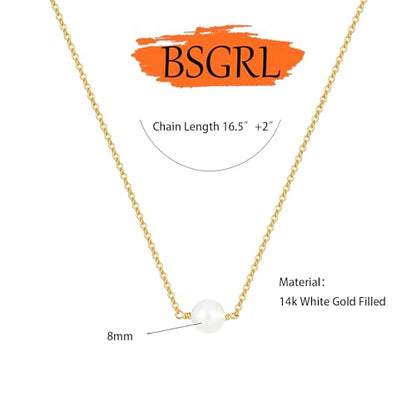 Pearl Necklace for Women- 14K Gold-plated/White Gold-plated Dainty Pearl Necklace for Women - color: Gold single pearl