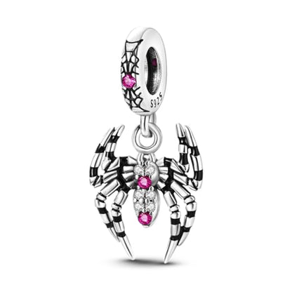 925 Silver Charm for Bracelets Animal Pet Insect Series Women Jewelry Gift - color: Black Spider