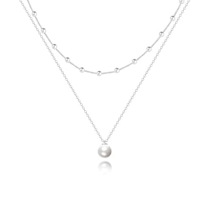 HERIER Gold Jewelry Set for Women - Dainty 14K Gold/Silver Plated Pearl Choker Necklace, Drop Earrings & Bracelets - Wedding Trendy Pearl Jewelry Gift - color: Satellite Pearl Set-Silver