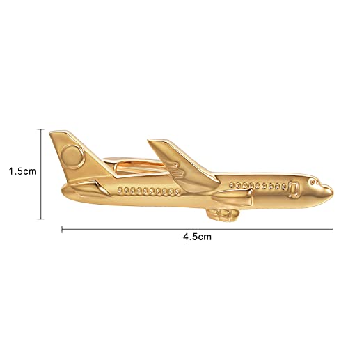 Yoursfs Cool Airplane Tie Clips For Men Personalized Skinny Stainless Steel Aircraft Tie Clasp For Mens Accessories Jewelry Gift - style: Gold Airplane