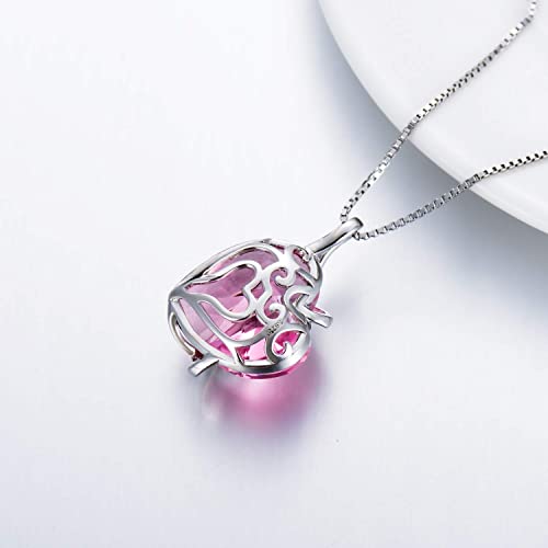 AOBOCO I Love You Sterling Silver 12 Birthstone Heart Pendant Necklace Embellished with Crystals from Austria, Mother's Day Anniversary Birthday Jewelry Christmas Gifts for Women Grandma Nana - color: K-October