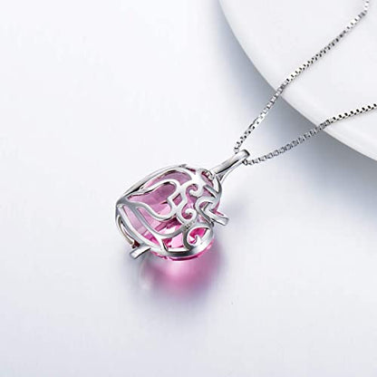 AOBOCO I Love You Sterling Silver 12 Birthstone Heart Pendant Necklace Embellished with Crystals from Austria, Mother's Day Anniversary Birthday Jewelry Christmas Gifts for Women Grandma Nana - color: K-October