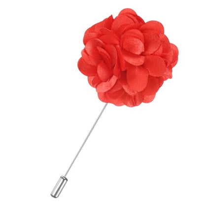 M METERXITY Flower Lapel Pins for Men, Boutonnieres Pin Camellia Flower Groom Boutonnieres for Wedding/Graduation - color: Bright Red