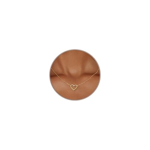Airmb Heart Necklace for Women Gold/Silver Plated Trendy Heart Choker Lover Pendant Hypoallergenic Fashion Gold/Silver Necklace for Women Love Jewelry Gift for Women Girlfriend - color: Open-Heart-Gold