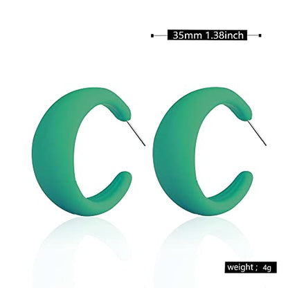 Acrylic Resin Earrings 70s 80s Colorful Hoop Earrings C Shape Trendy Chunky Cute Candy Earrings Jewelry for Women - color: Green