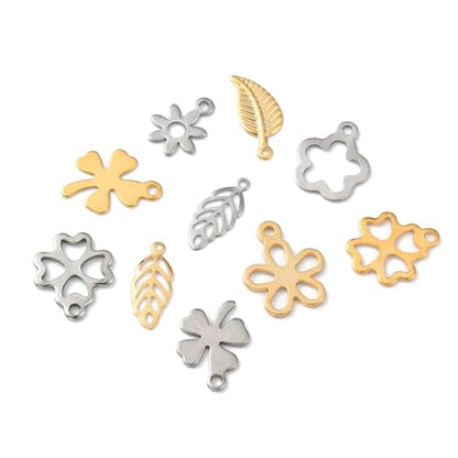 8-64Pcs Silver Goldern Color Heart Pendants Charms 10 Styles Heart Stainless Steel Metal Charms for Jewelry Making Crafting Necklaces Bracelets Earrings Keychains Birthday Gift - color: Multi 3 Shapes-50 pcs