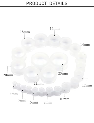 10G-25mm Thin & Thick Silicone Ear Gauges Tunnels Stretching Kit Double Flared Rubber Gauges Tunnels Plugs Flexible Soft Tunnels Earrings Gauge Kit for Women Men - color: Thick Clear 6G-25mm